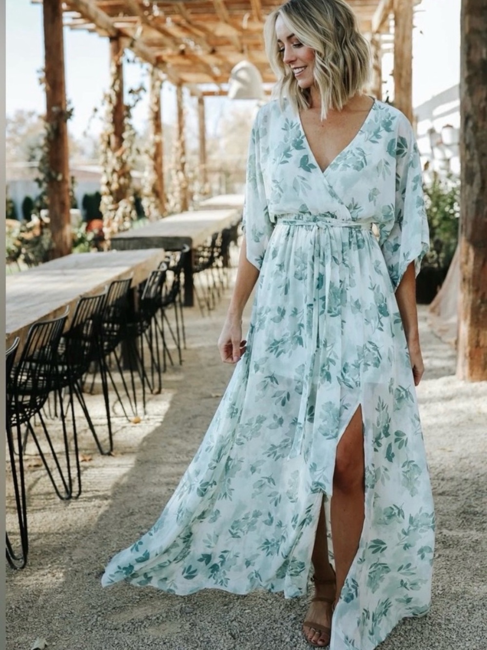Baltic Born Kia Kimono Maxi Dress Sz M Floral Print Sheer Size M